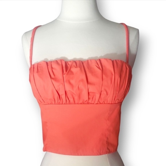Princess Polly Crop Backless Halter Top Coral Size 4 - Picture 5 of 10